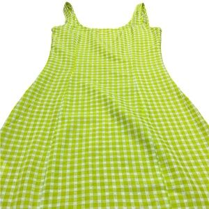Urban Threads Women’s White And Lime Green Gingham Dress